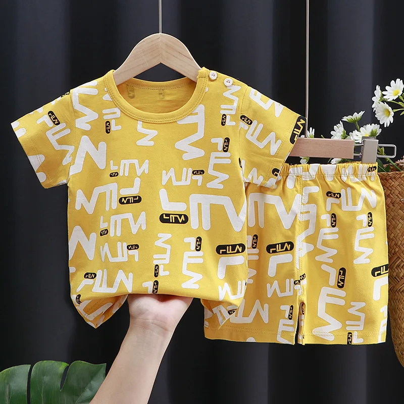 Kids Clothes Set Baby Boy/Girl T-Shirt + Shorts Summer Clothing Cotton Cartoon Casual Boys Tracksuit Children Baby Clothes Set detail