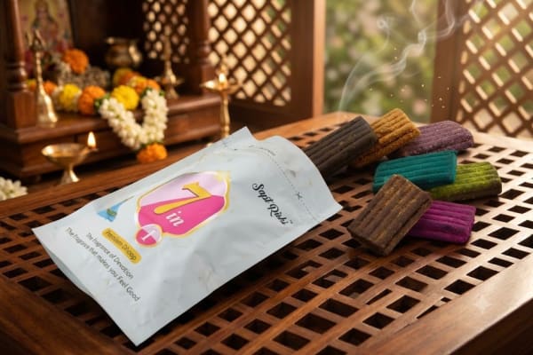 Sapt Rishi 7 in 1 Premium Wet Dhoop – 7 Divine Fragrances in One Resealable Pouch | Long-Lasting Wet Dhoop Sticks for Puja, Meditation & Home Freshening