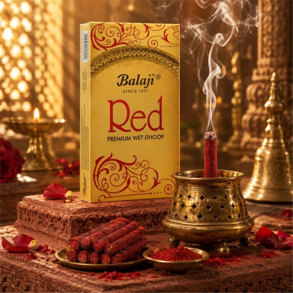Balaji Red Premium Wet Dhoop – Rich Fragrance for Pooja & Home