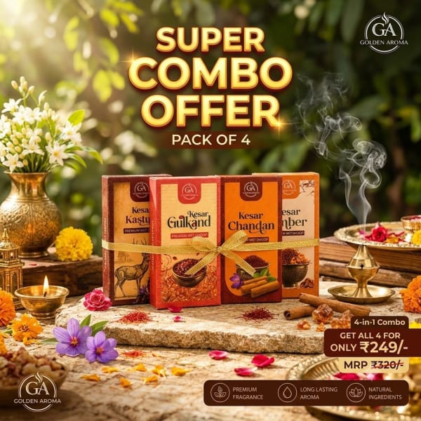 Golden Aroma Premium Wet Dhoop Sticks Combo Pack of 4