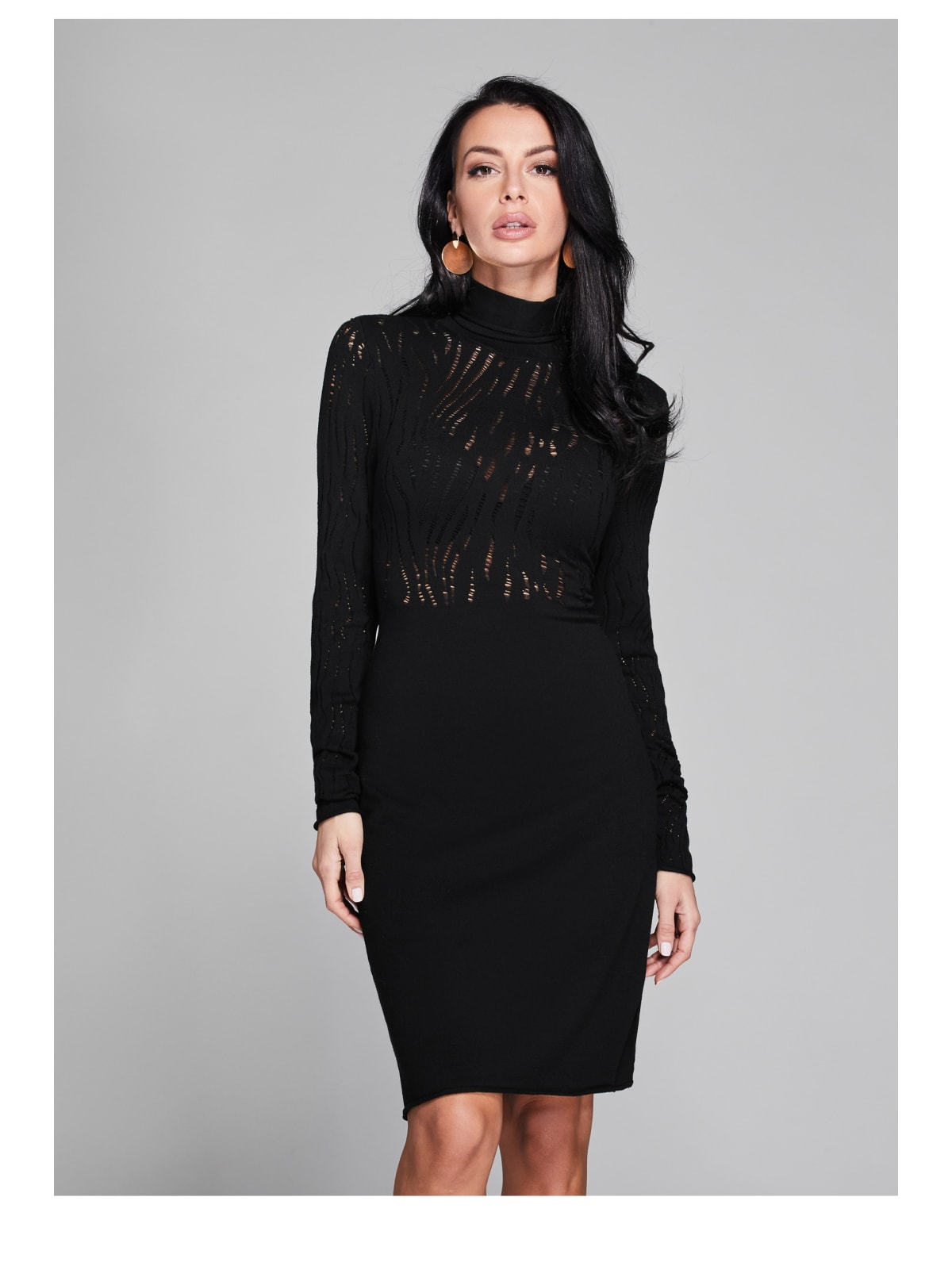 black ripped sweater dress
