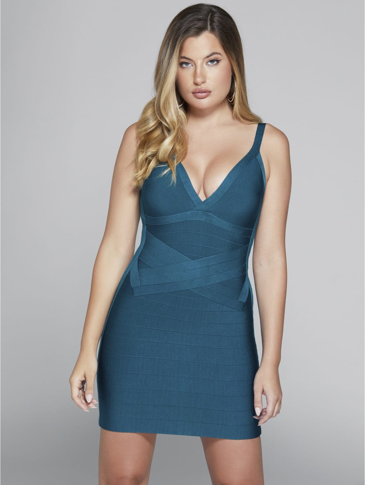 guess blue bandage dress