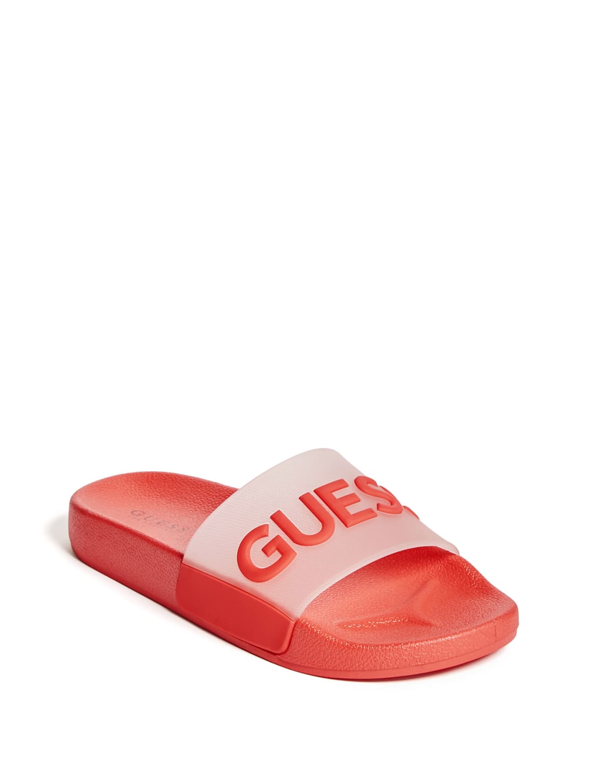 red guess flip flops