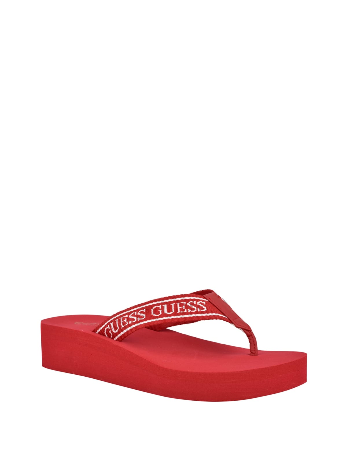 red guess flip flops