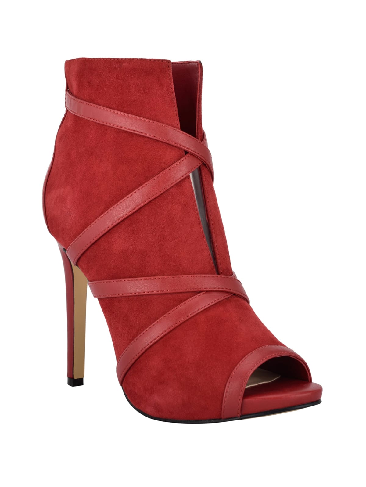 red peep toe bootie