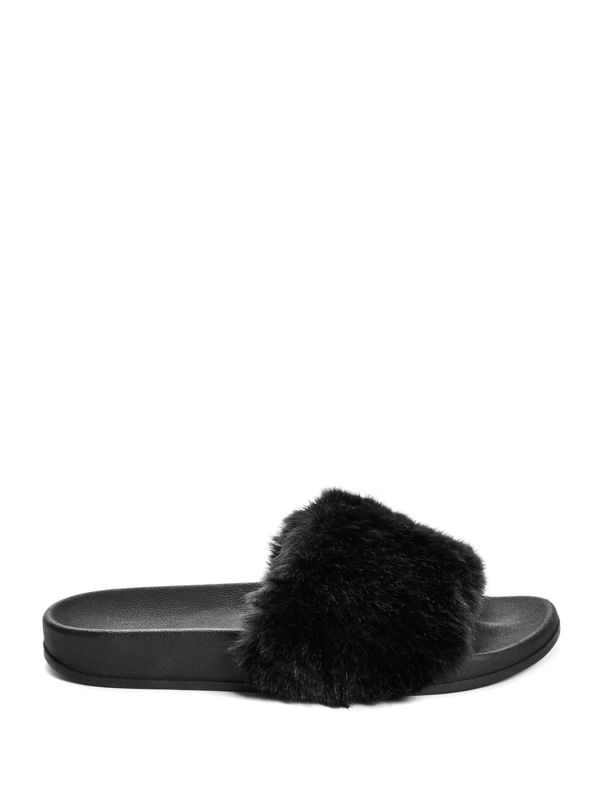 guess fur slide sandals