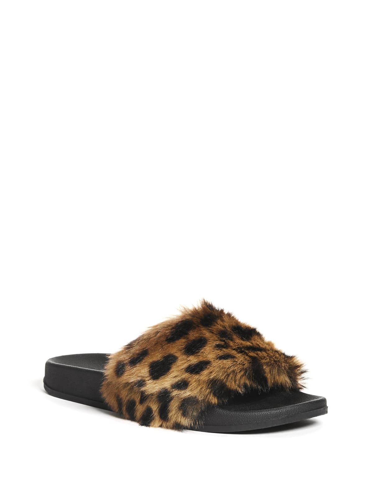 leopard fur sandals