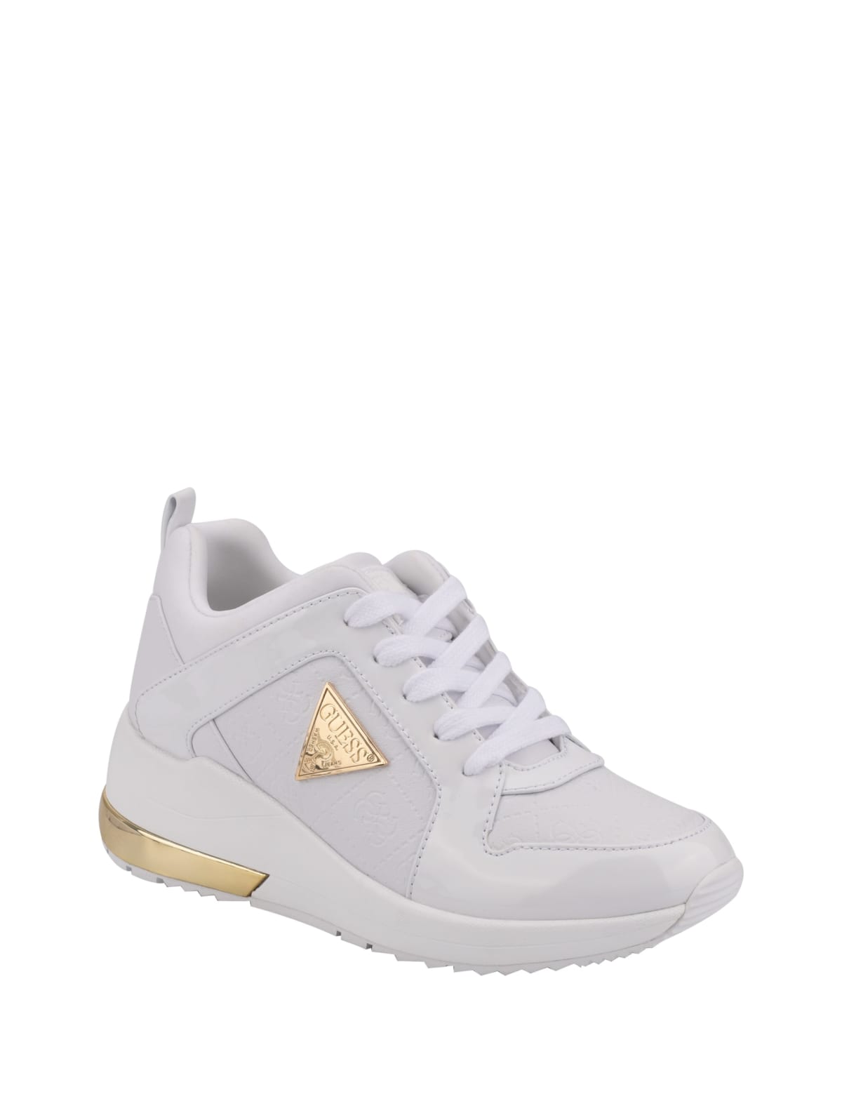 guess white wedge sneakers