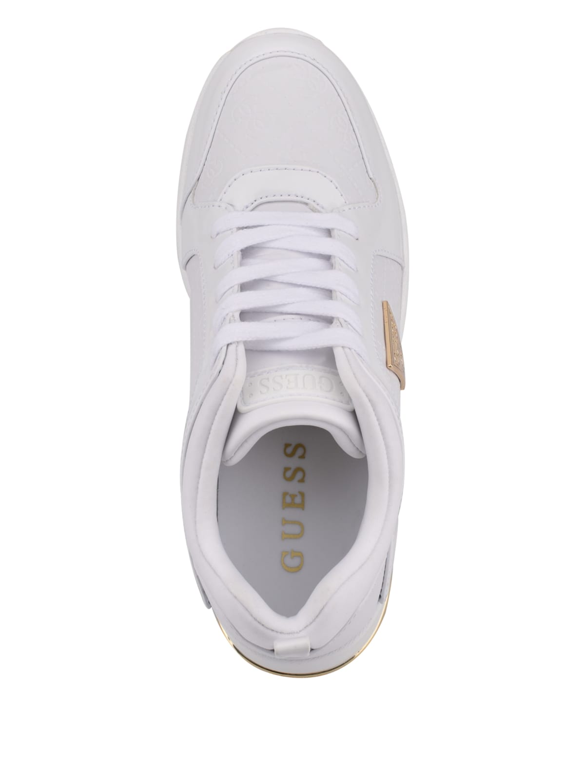 guess white wedge sneakers
