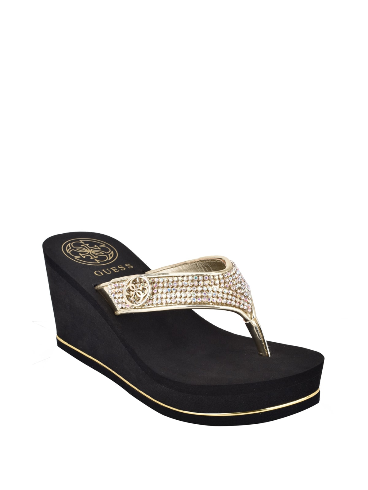 guess sarraly eva logo wedge sandals