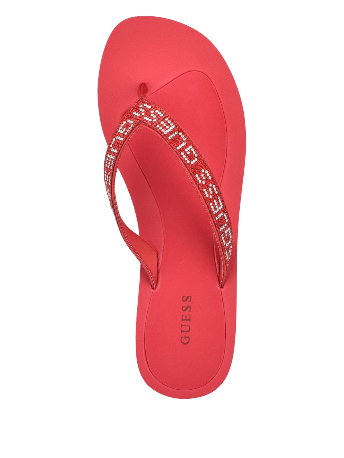 red guess flip flops