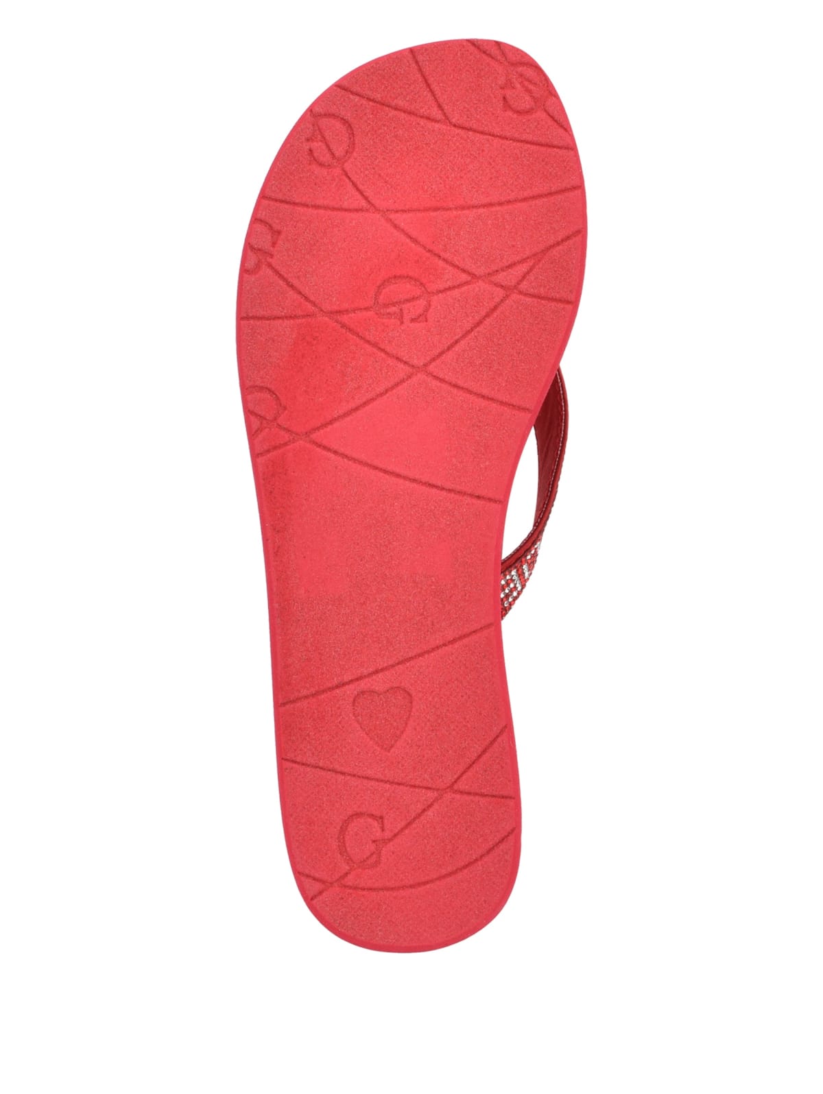 red guess flip flops