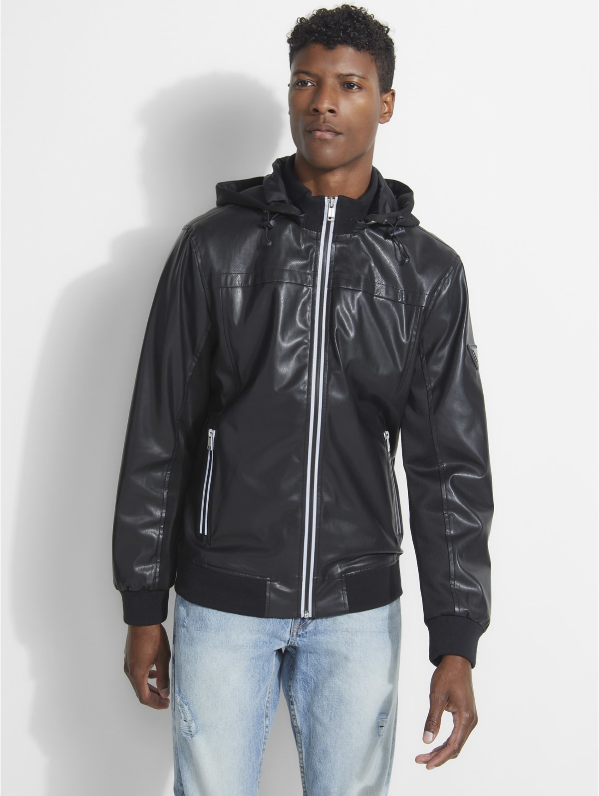 guess bomber jacket black