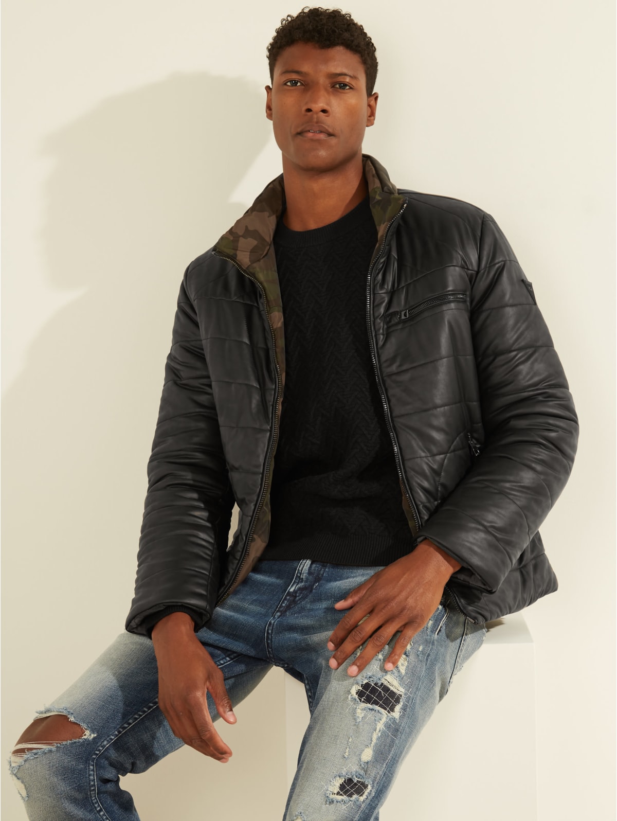 guess reversible puffer jacket