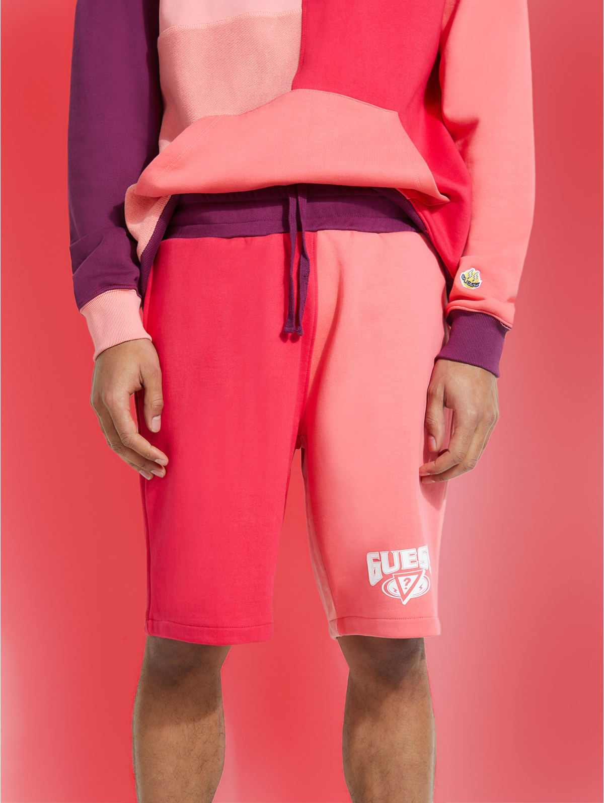 guess color block shorts