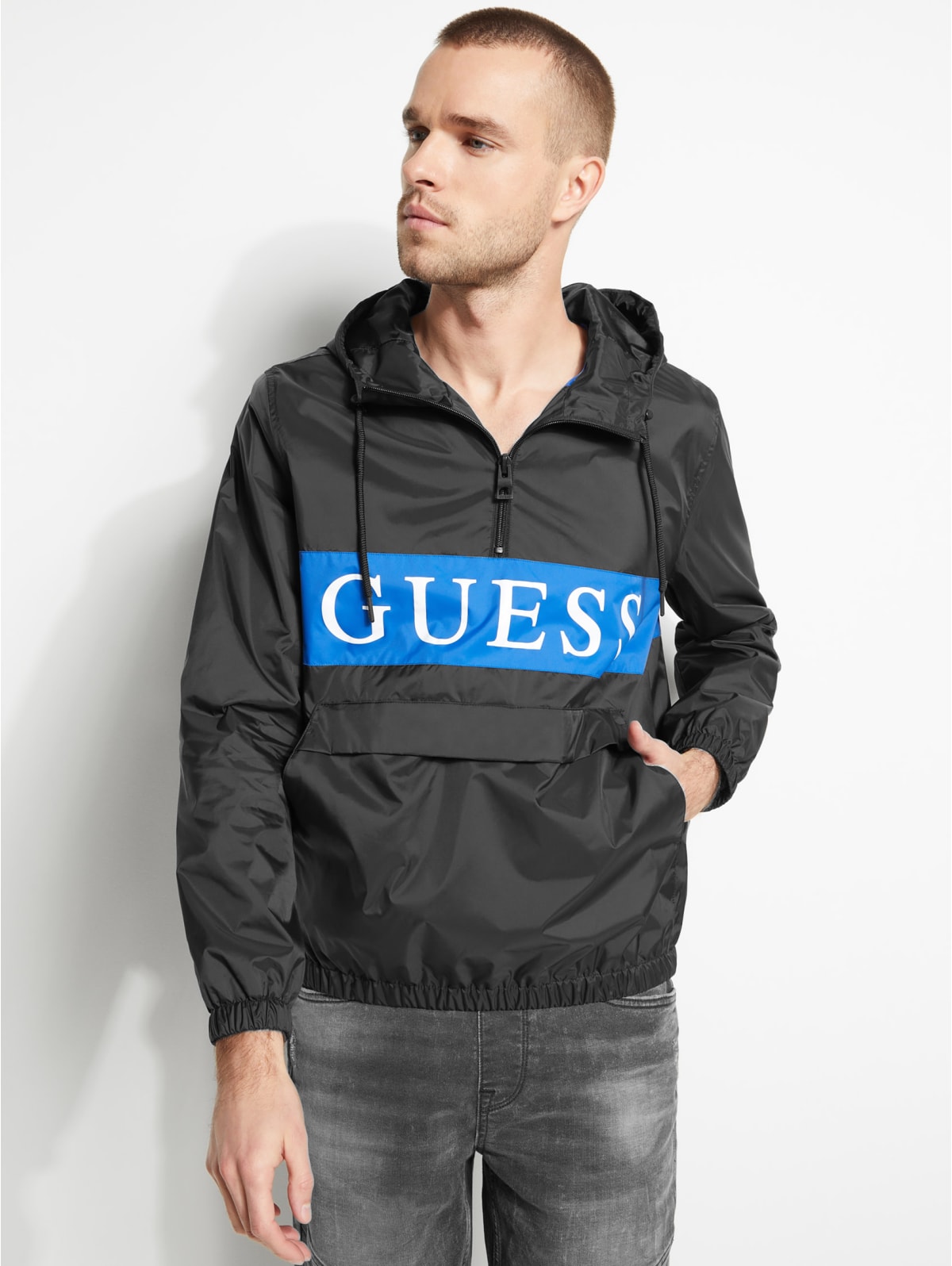 guess black windbreaker