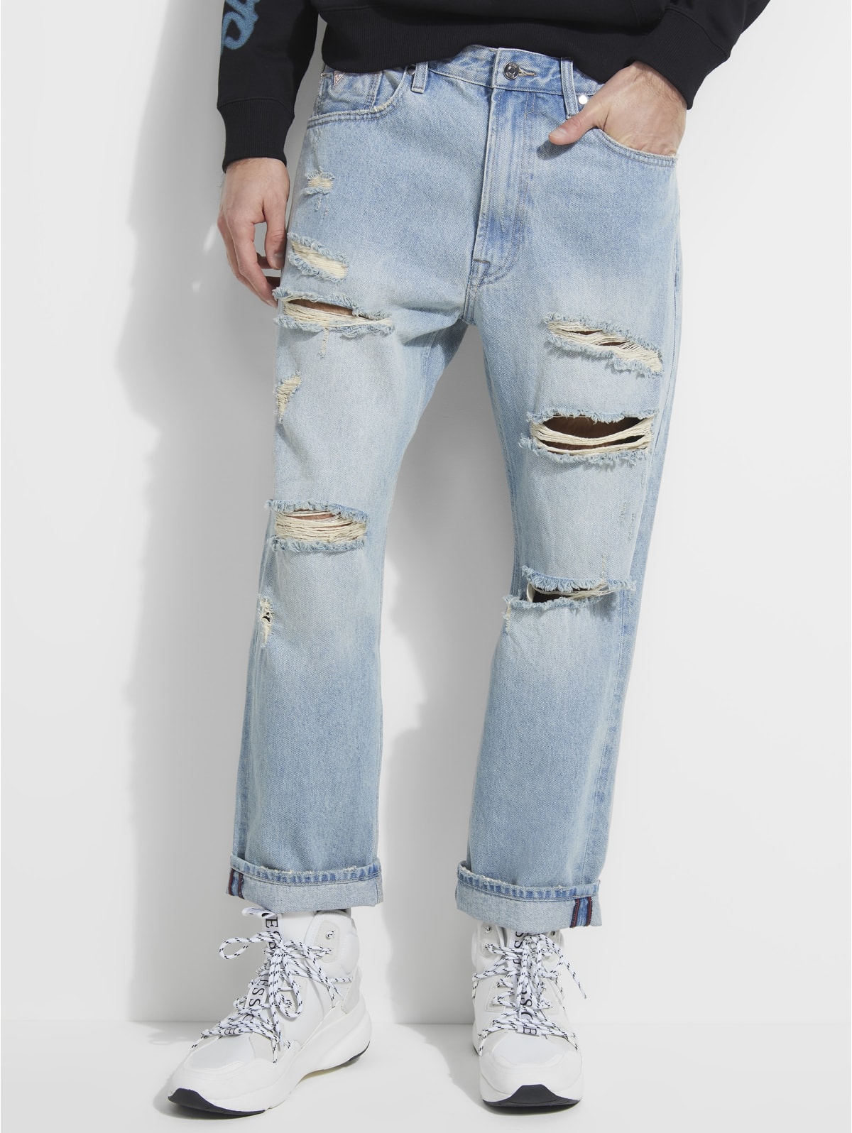 relaxed ripped jeans