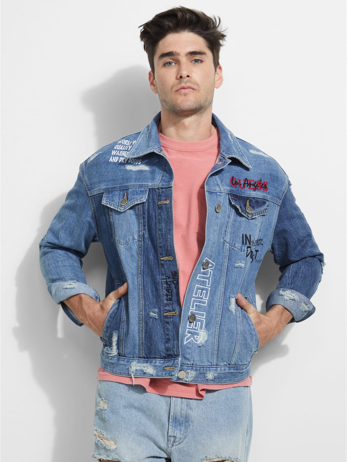 guess logo denim jacket