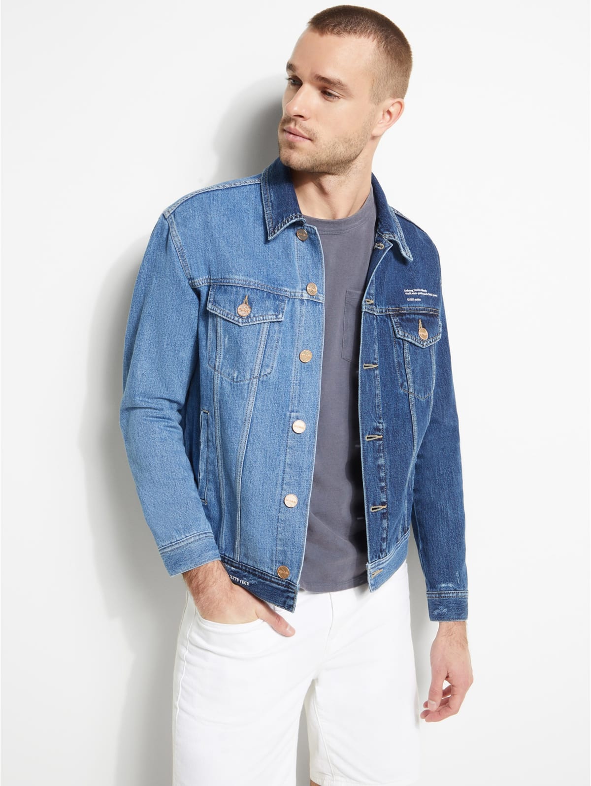 guess denim jacket with fur