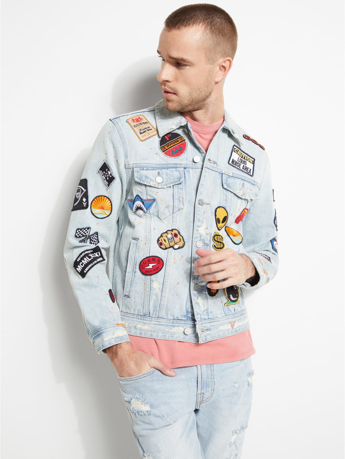 Patched Graffiti Denim Jacket | GUESS