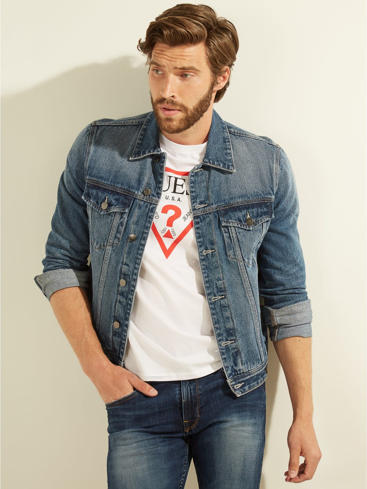 guess logo denim jacket