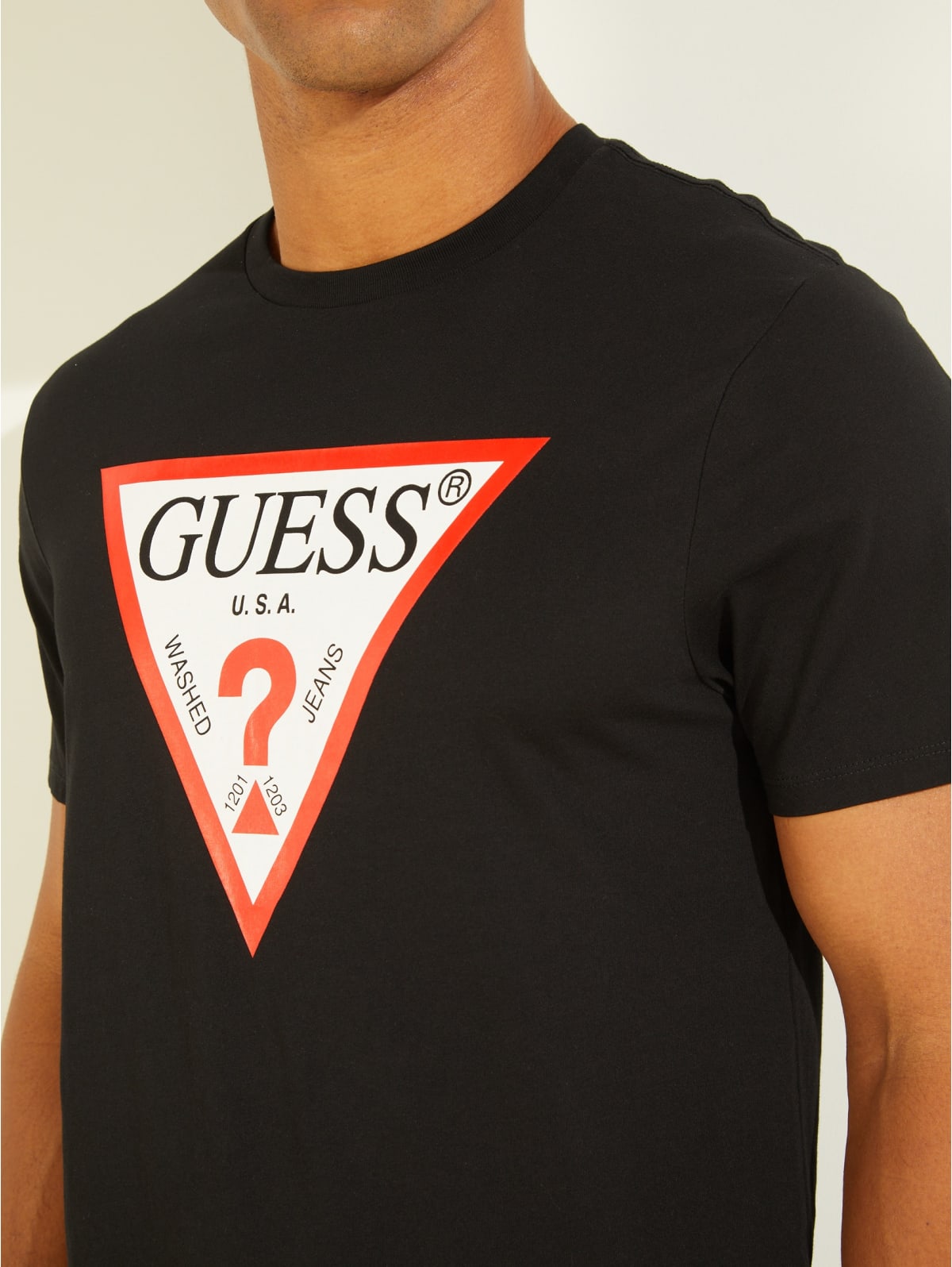 guess red and black shirt