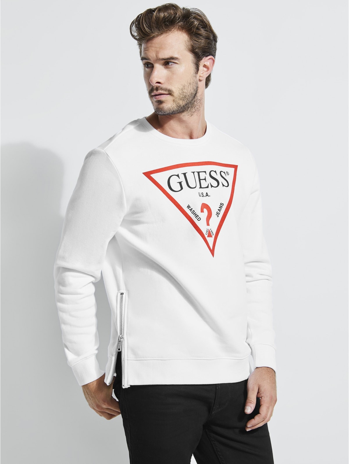 guess roy flc crew neck sweatshirt