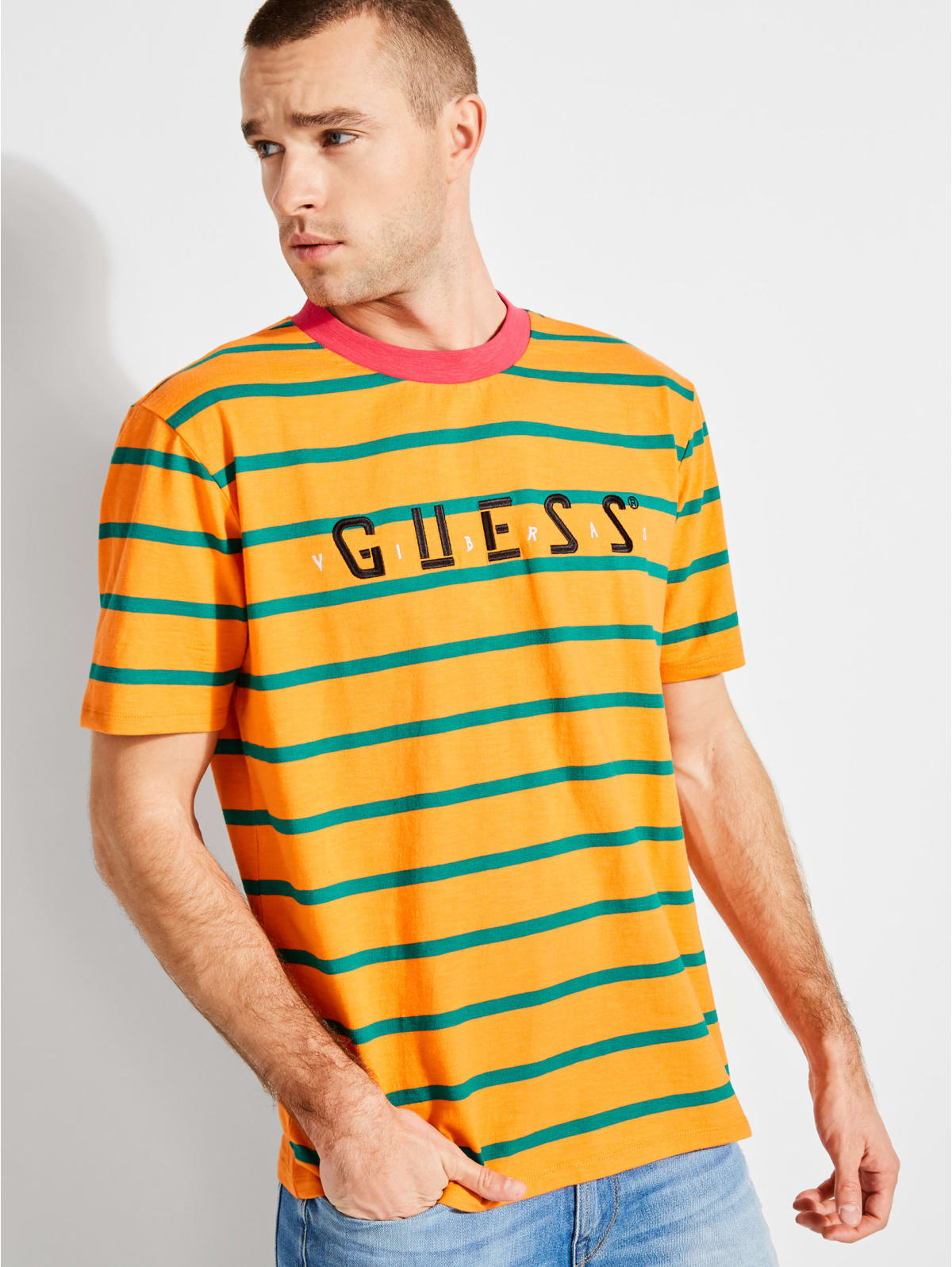 Guess X J Balvin Oversized Striped Logo Tee