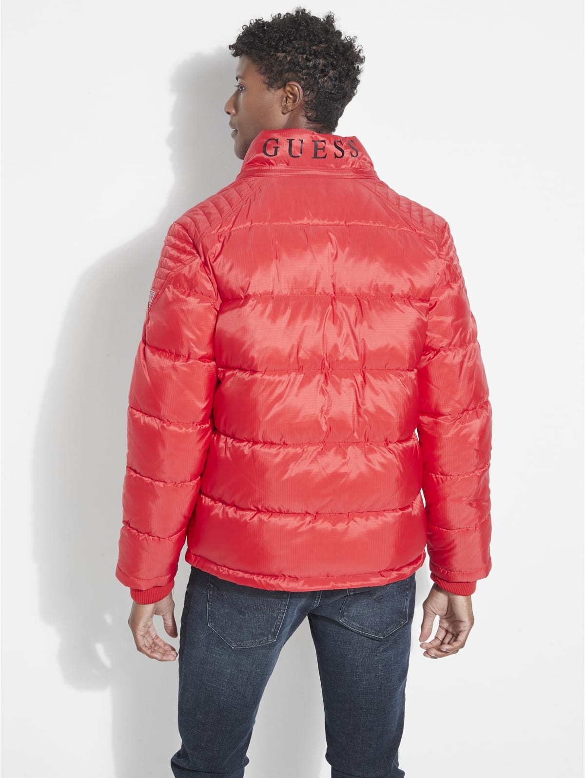 guess red windbreaker