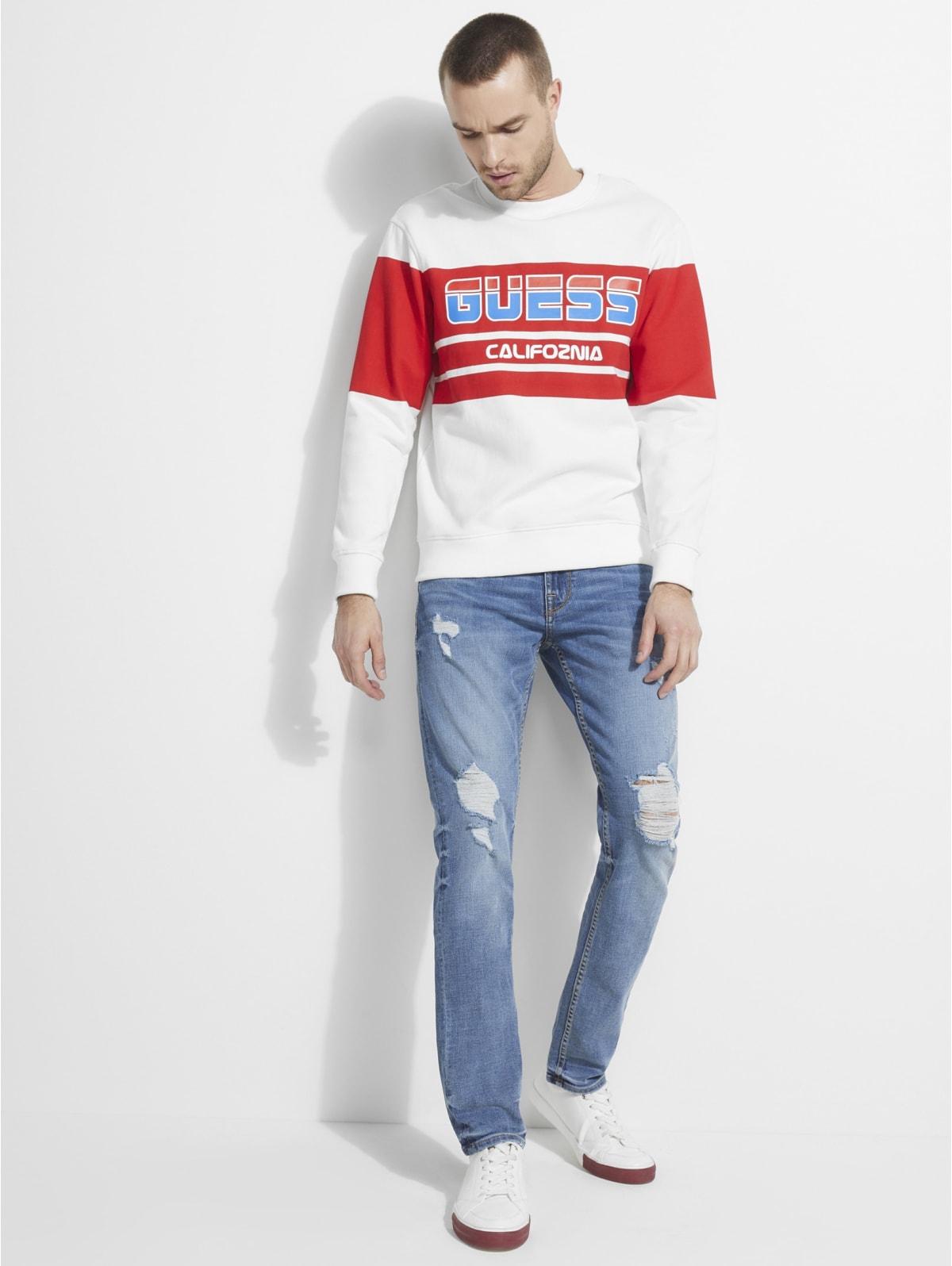guess roy flc crew neck sweatshirt