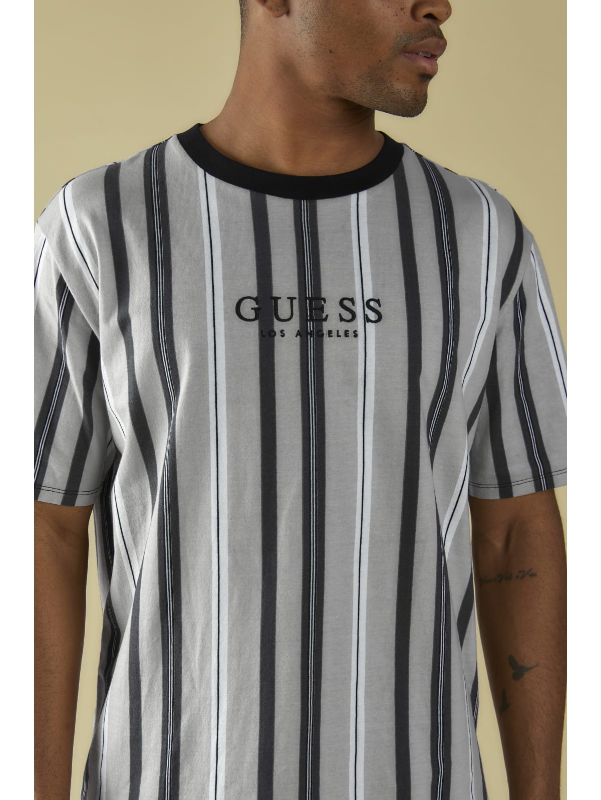 black and white striped shirt guess