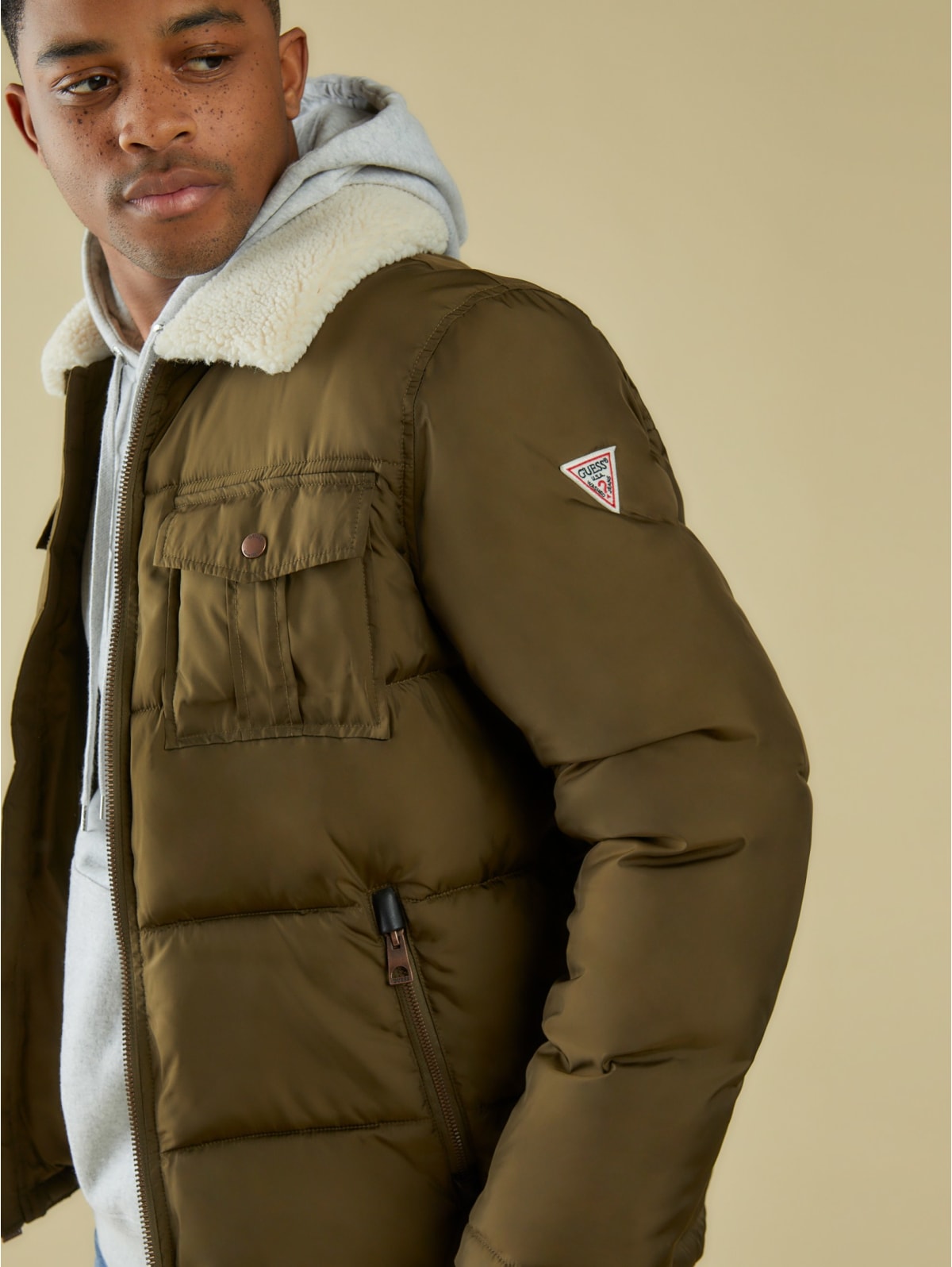 guess army green jacket