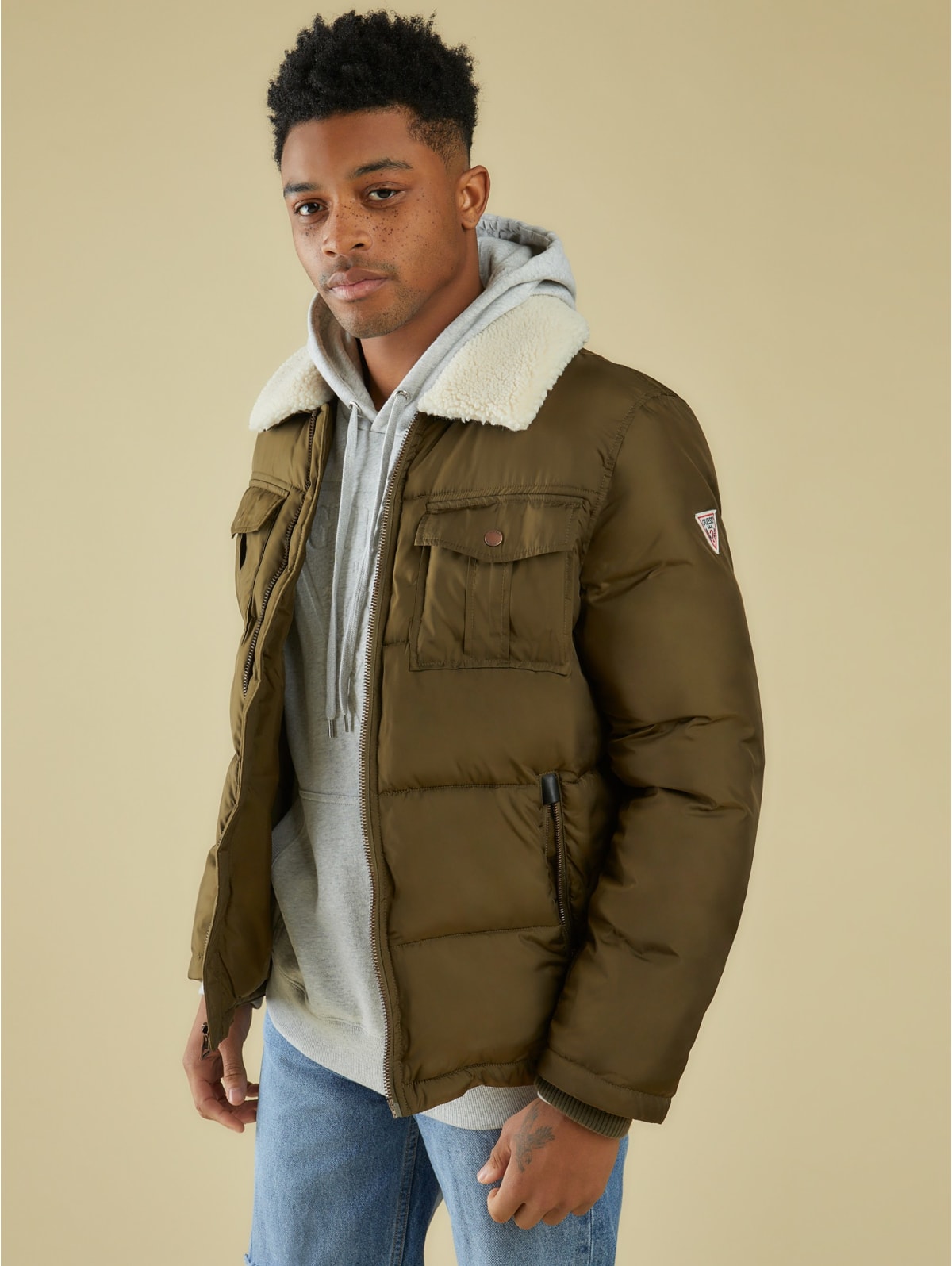 guess army green jacket