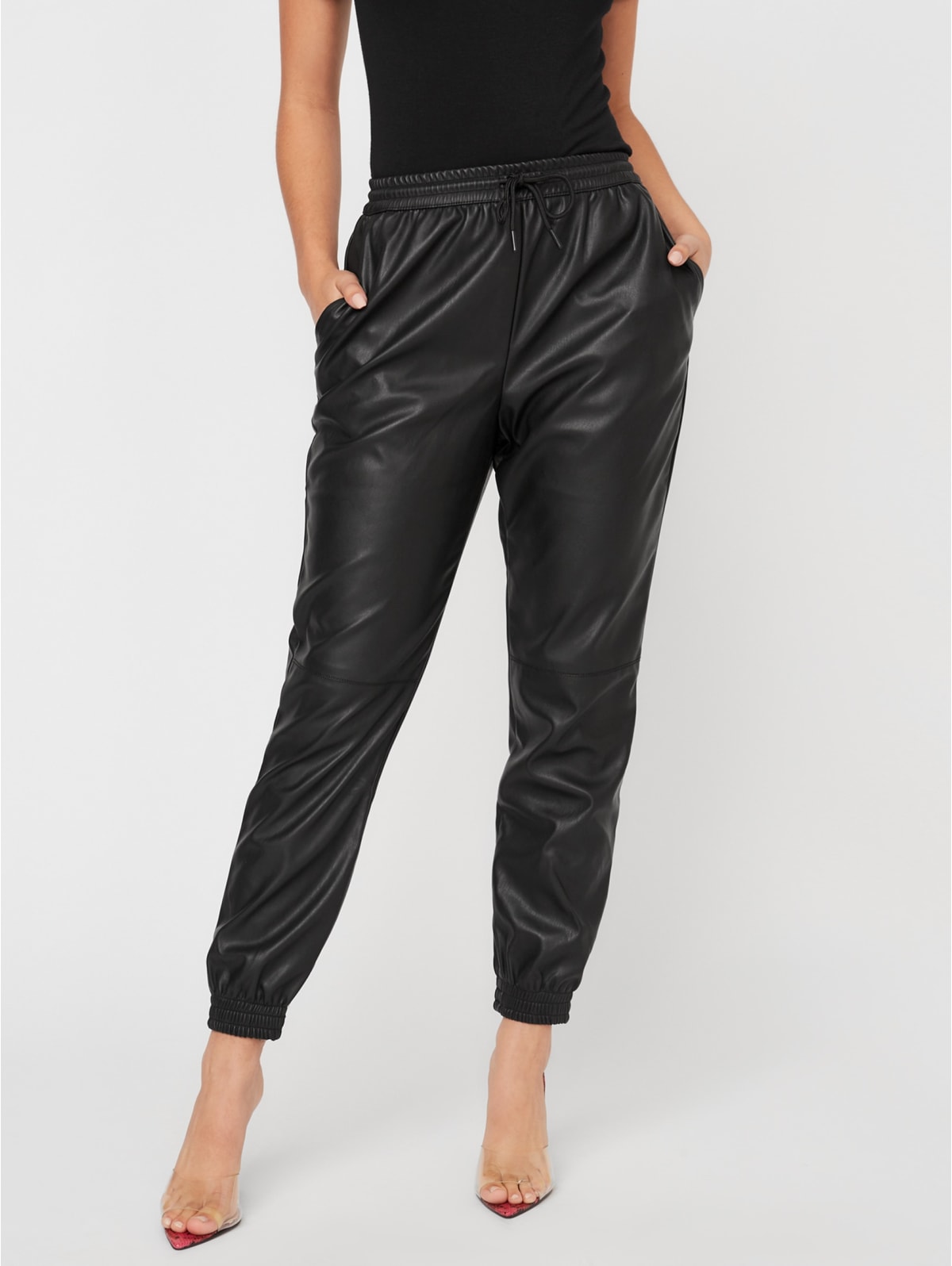 black faux joggers