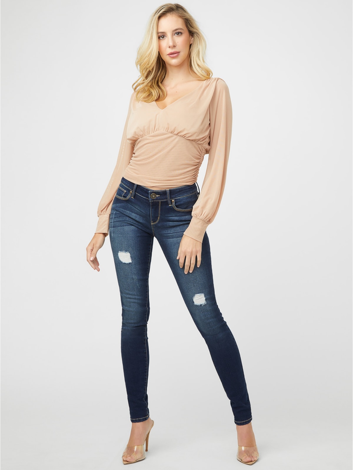 mesh top with jeans