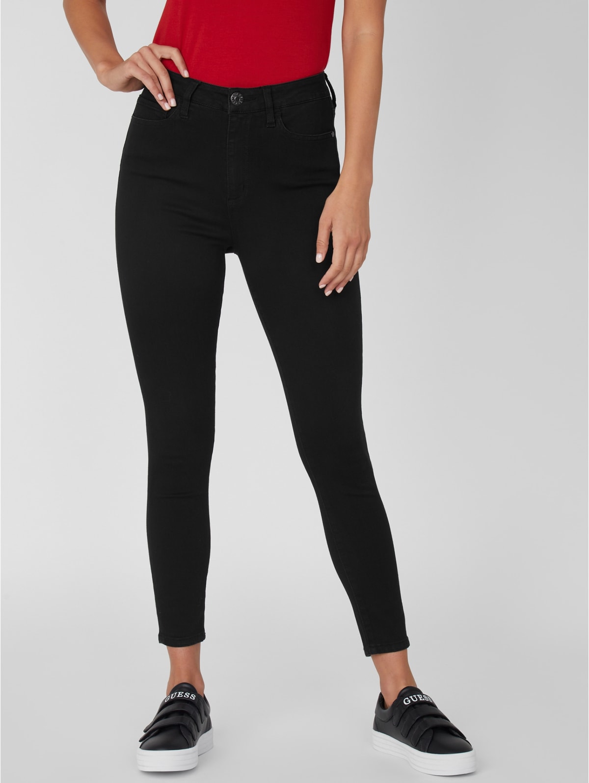 guess super high rise skinny jeans