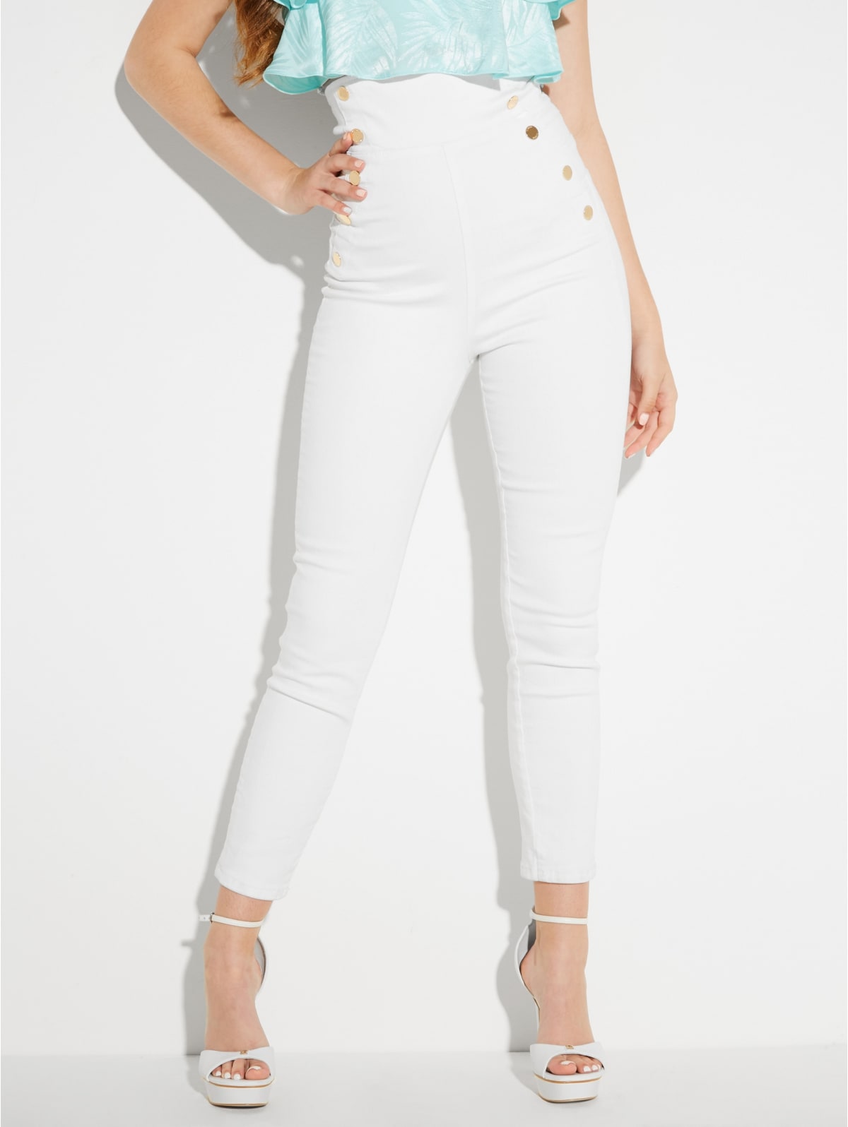 super high rise white jeans