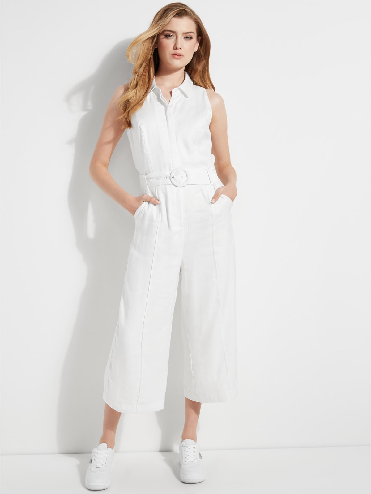 white cropped jumpsuit
