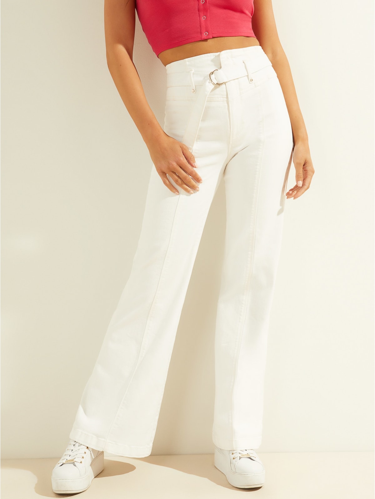 super high rise white jeans