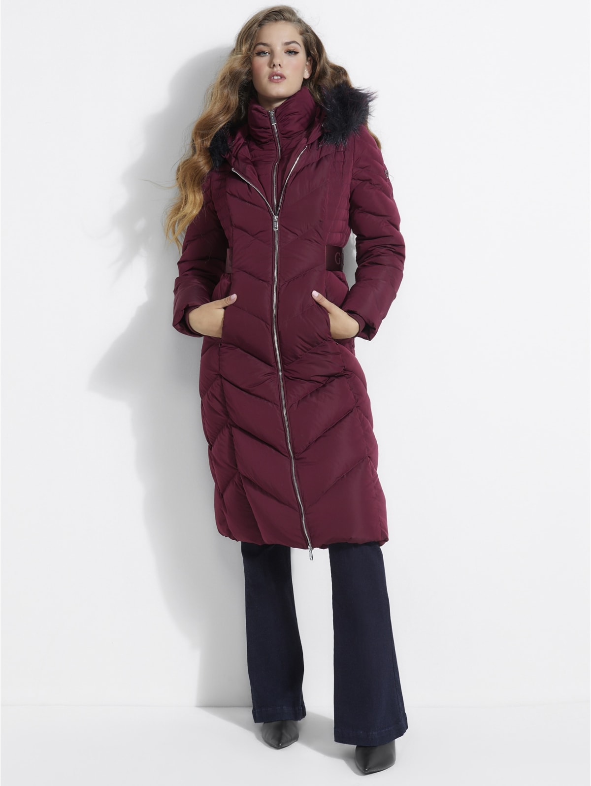 guess long down jacket with hood