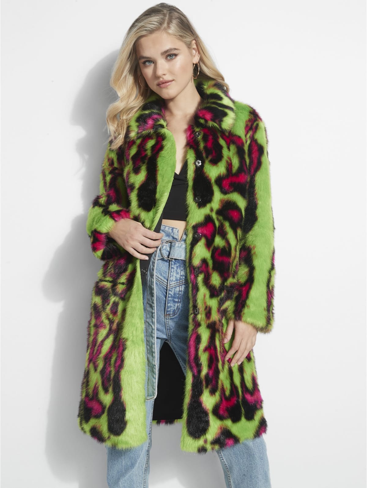 Daxie Reversible Faux Fur Coat Guess Canada
