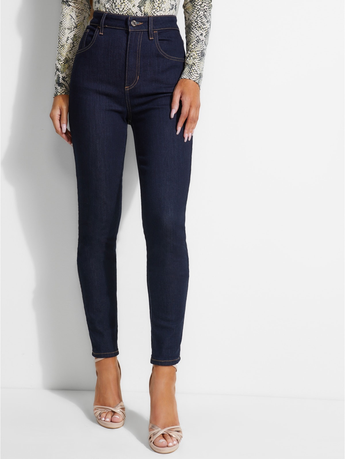 guess super high rise skinny jeans