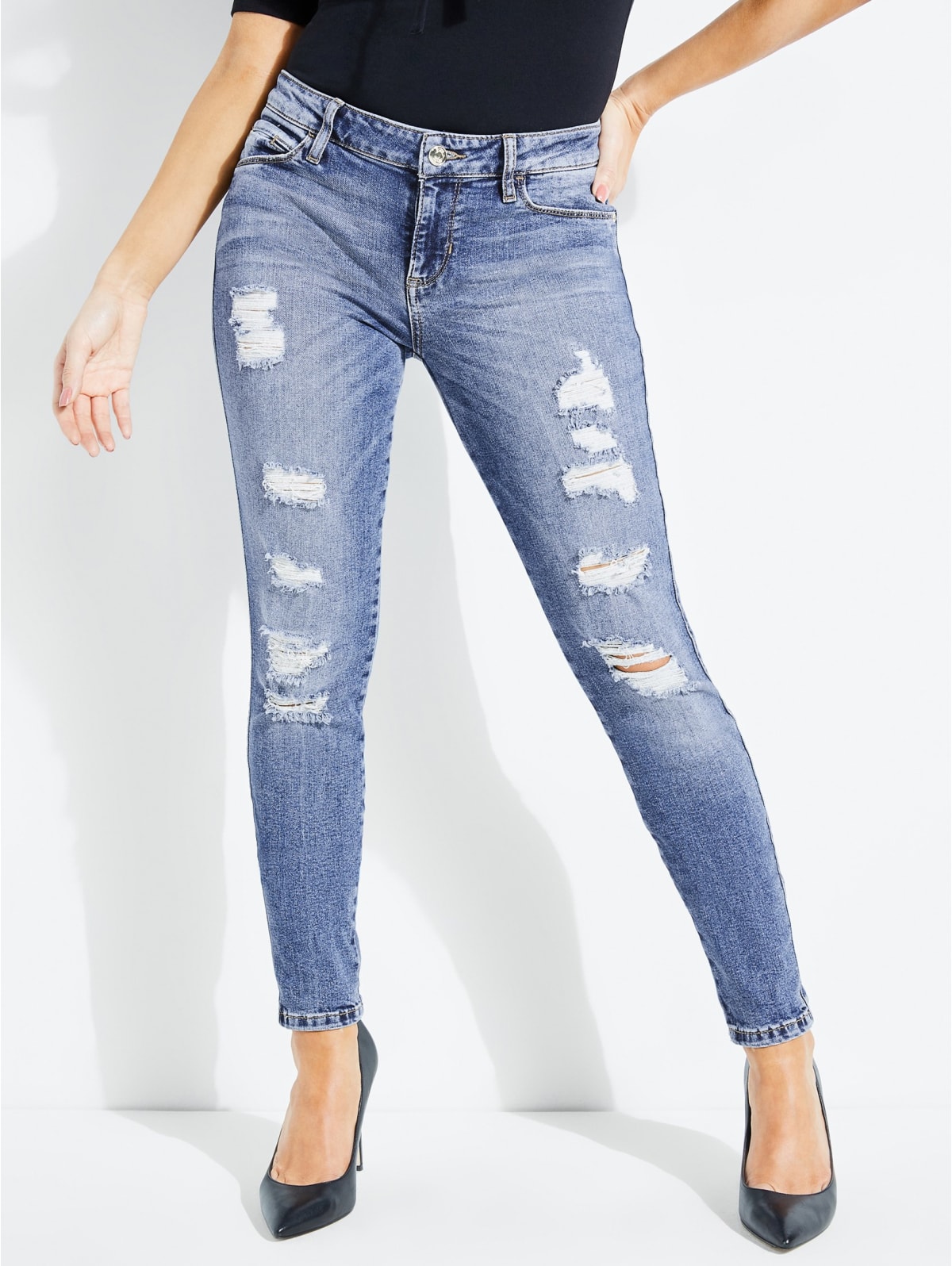 womens ripped ankle jeans