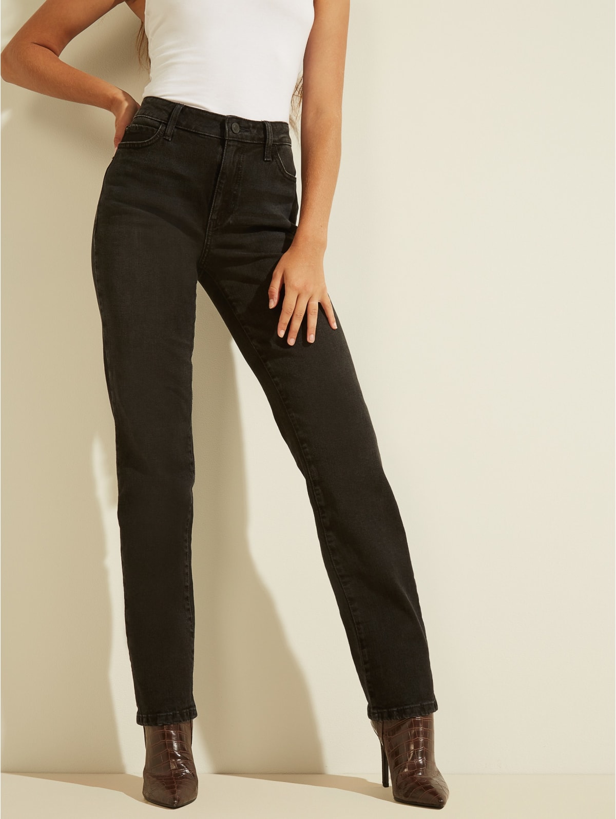 black long straight leg jeans