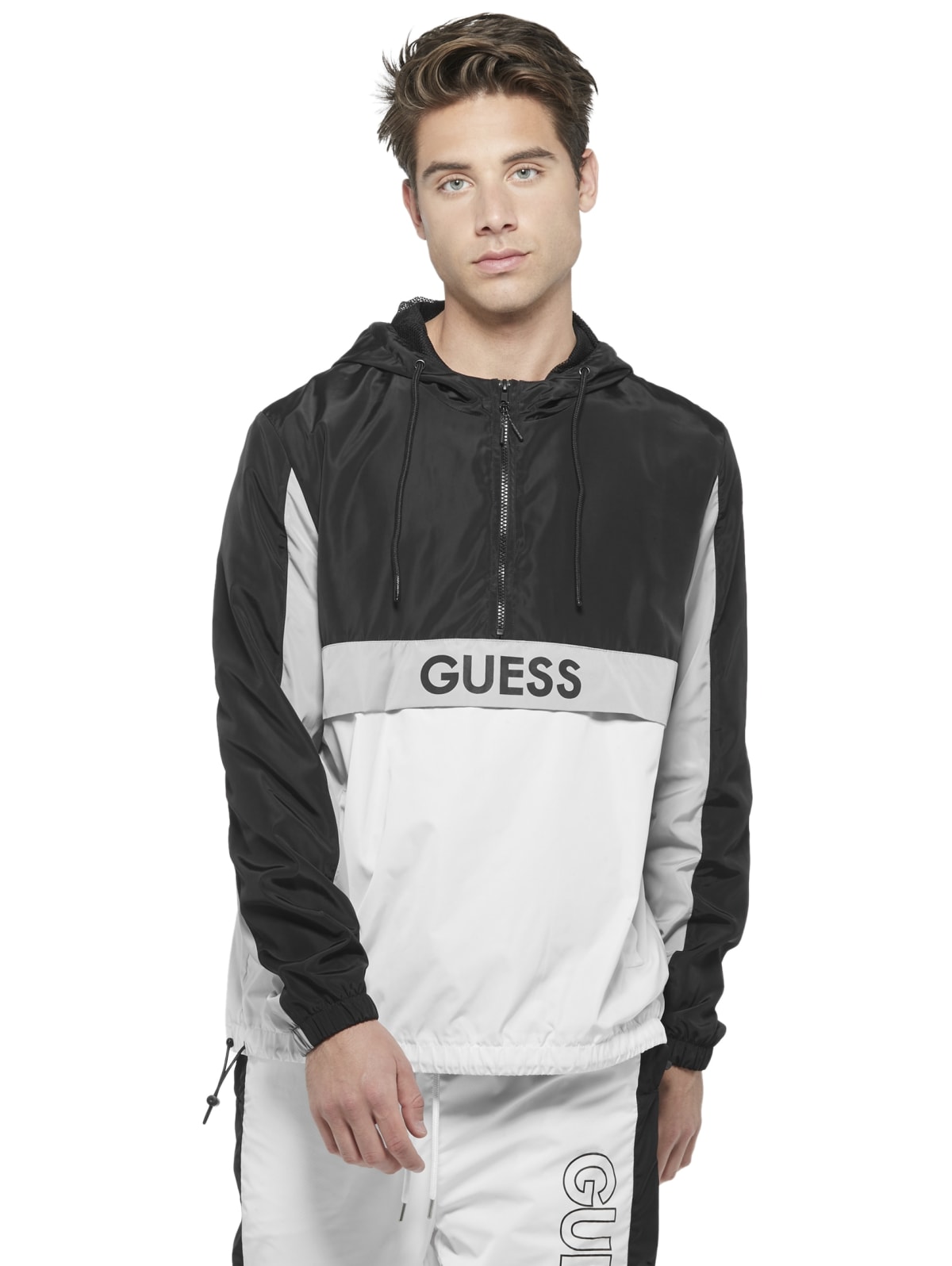 guess black and white windbreaker