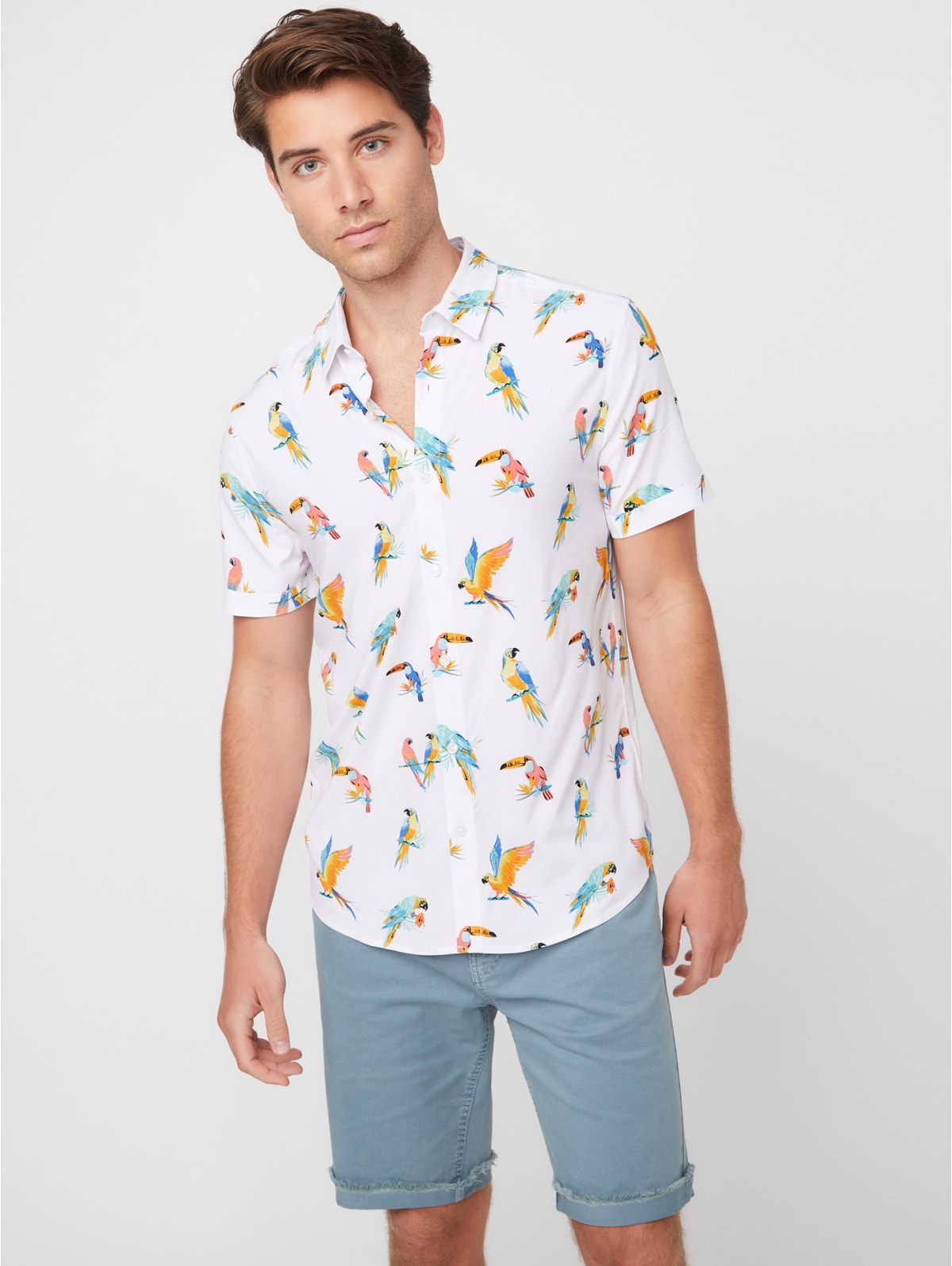 Parrot print shirt clearance