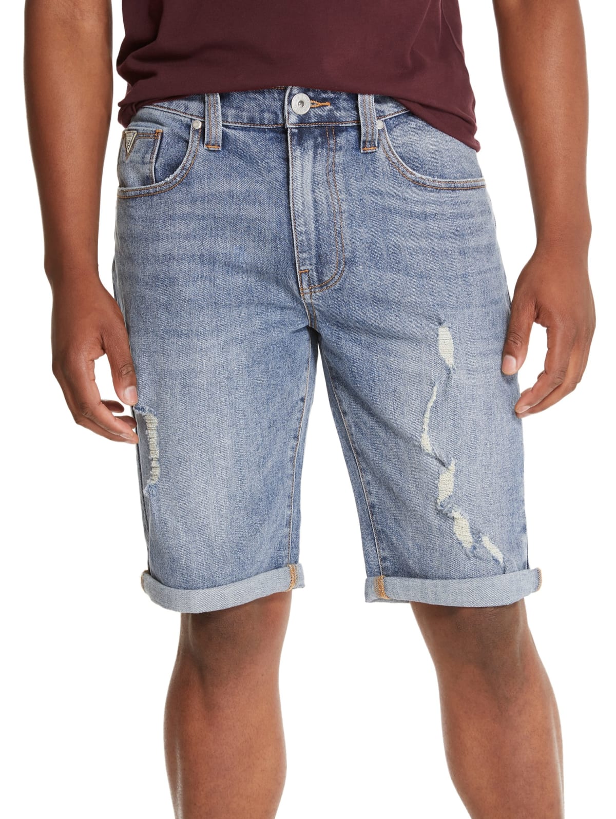 rolled denim shorts