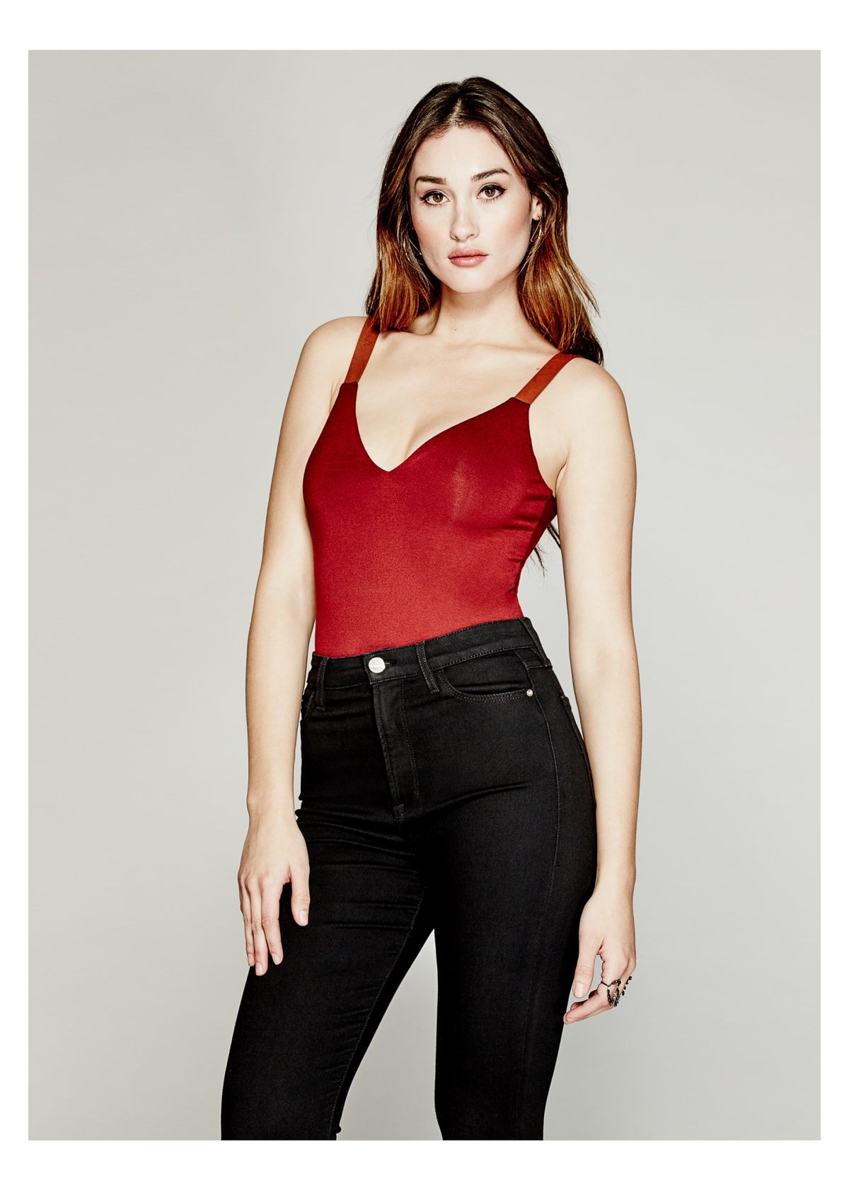red guess bodysuit