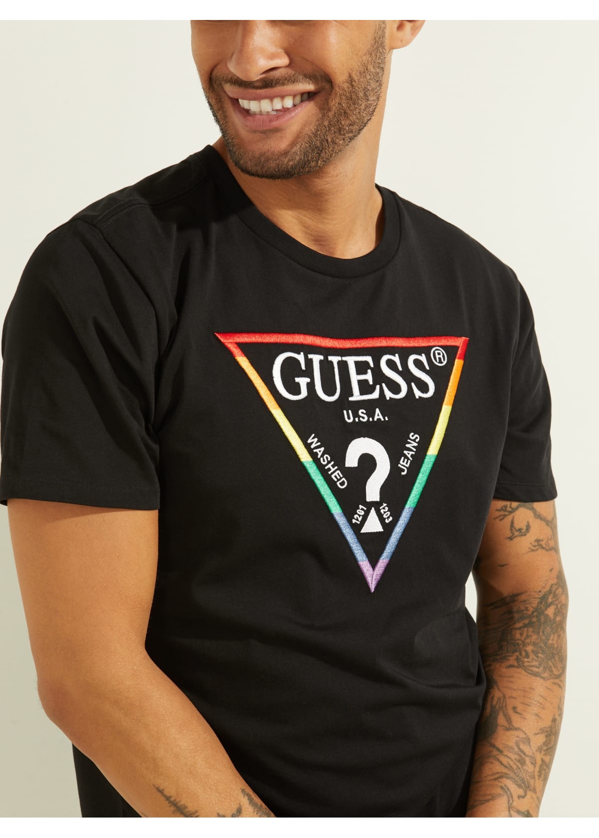 guess rainbow t shirt