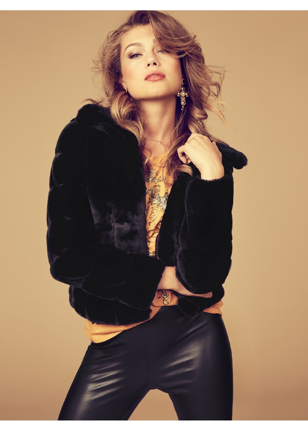 guess dessie faux fur jacket